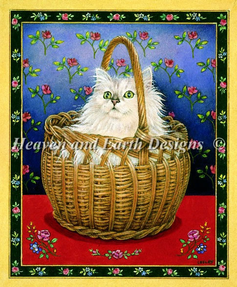 Roses Cat Bengy in Basket - Click Image to Close